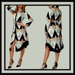 Button Front Long Sleeve Collared Midi Dress NWT